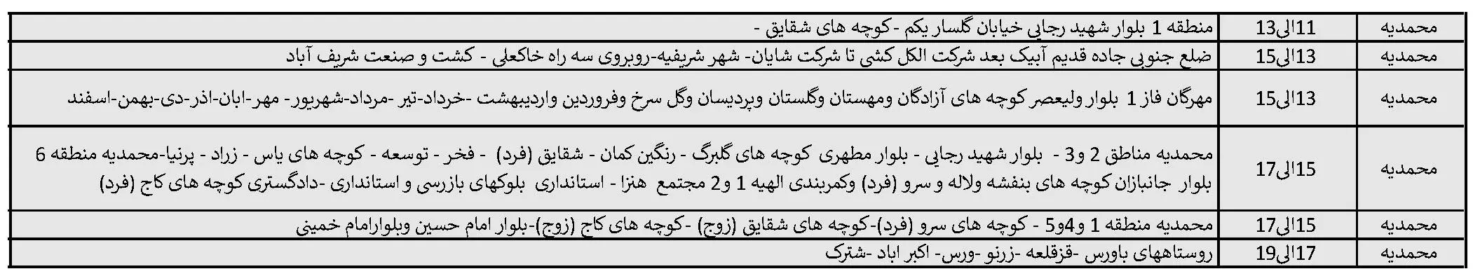 برنامه قطعی برق قزوین شنبه 4 اسفند 1403 و جدول خاموشی برق قزوین  (3)