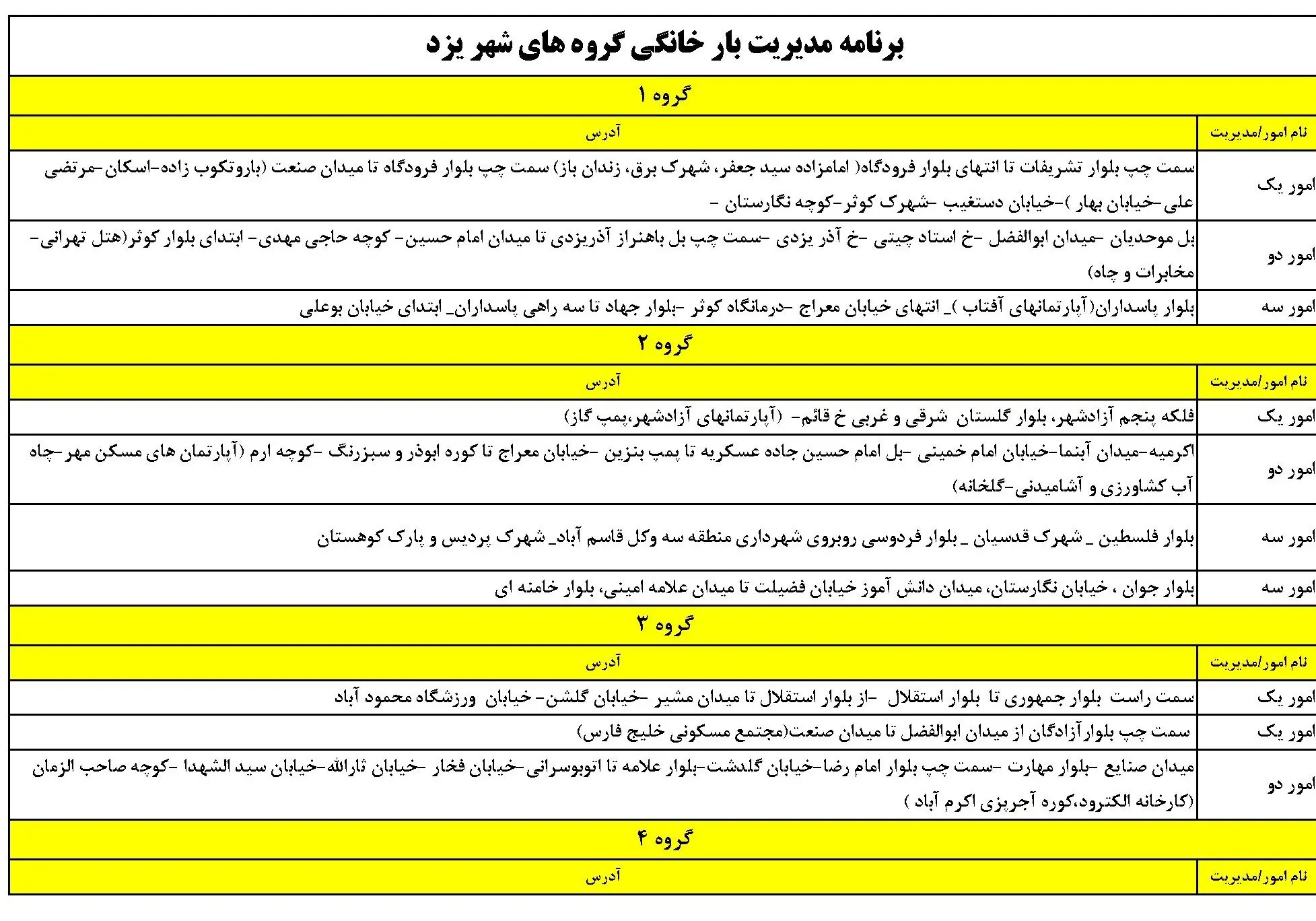 برنامه قطعی برق و جدول خاموشی برق یزد پنجشنبه 2 اسفند 1403 (1)