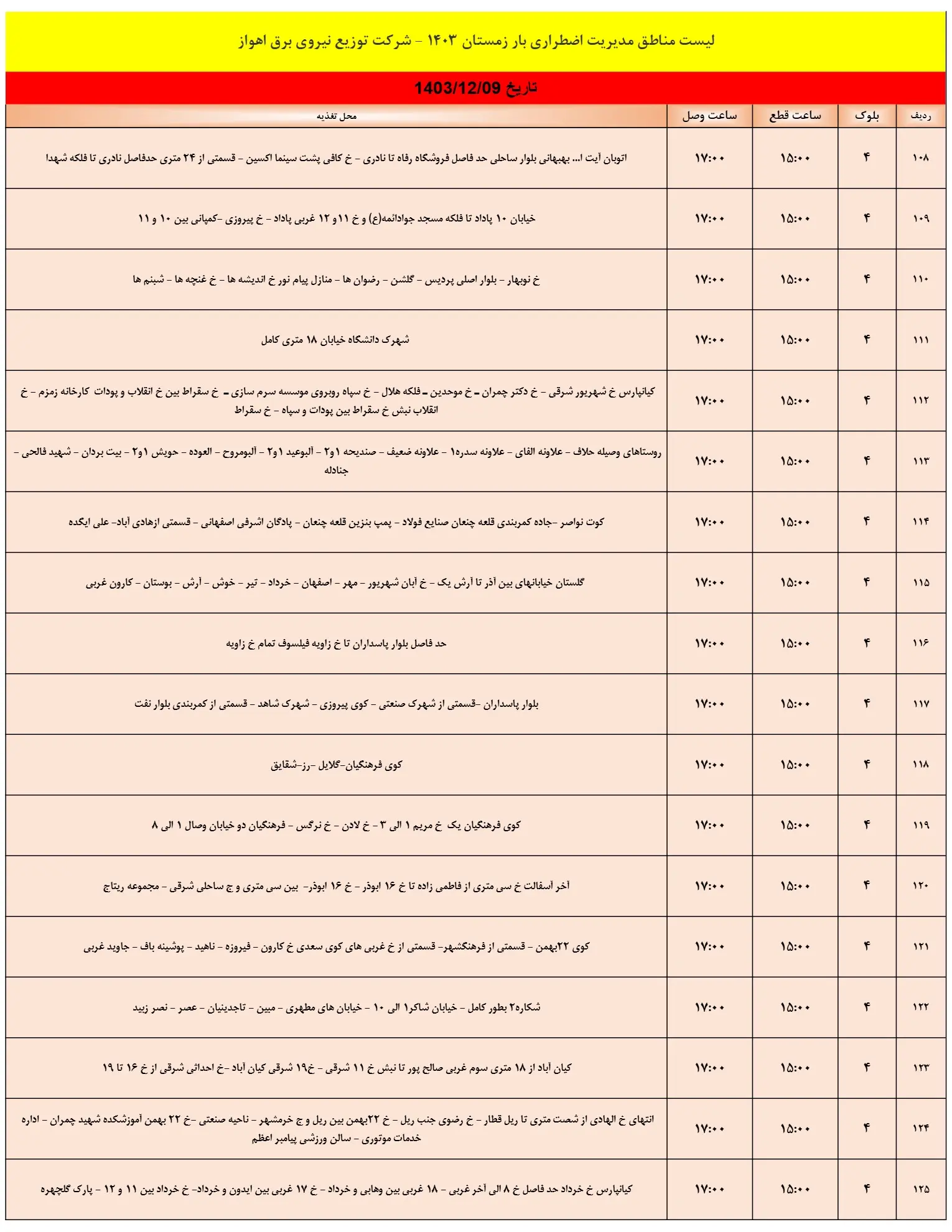 جدول خاموشی برق اهواز 9اسفند1403 (7)