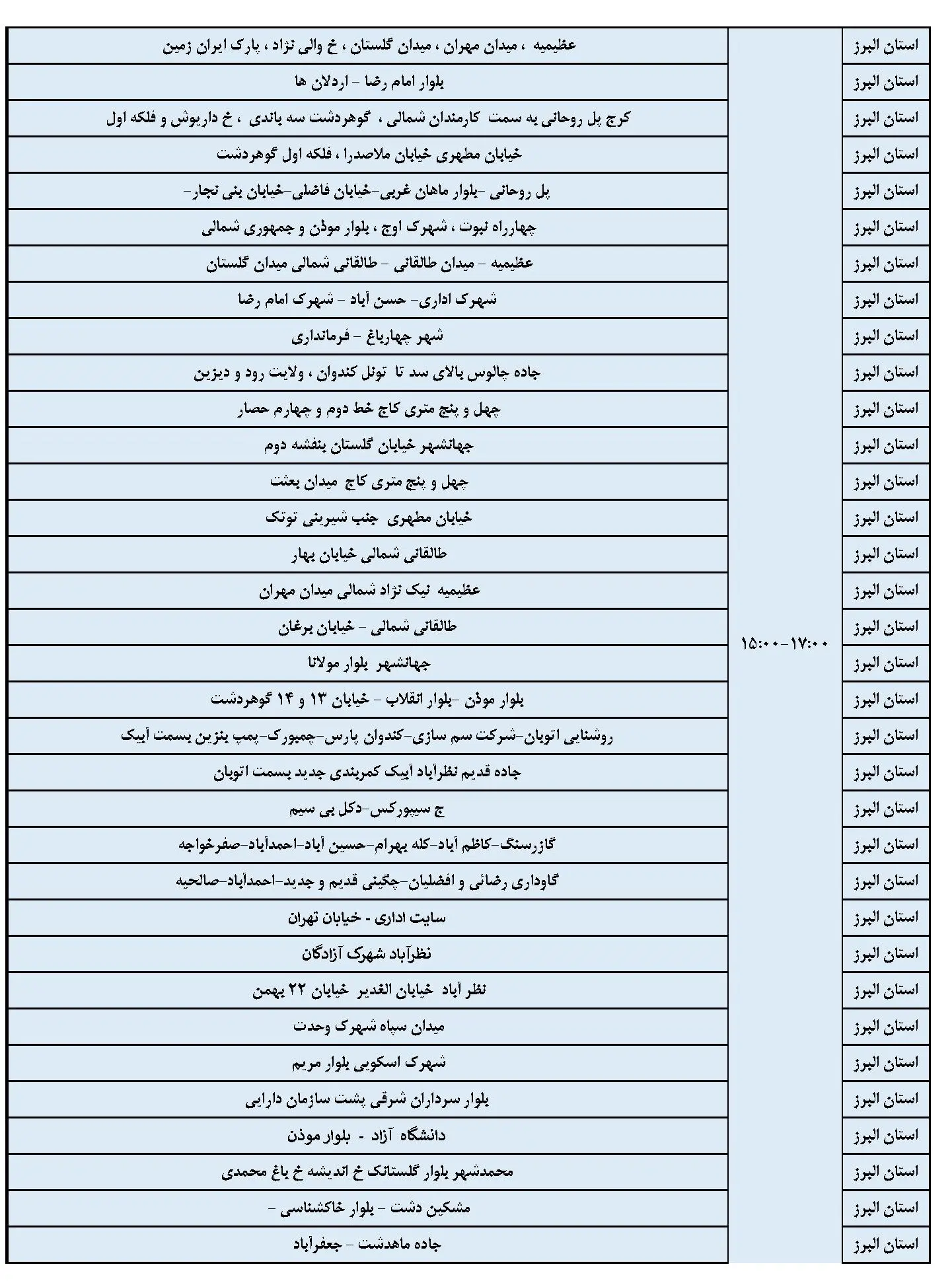 برنامه قطعی برق البرز و جدول خاموشی برق کرج 1 اسفند 1403 (4)