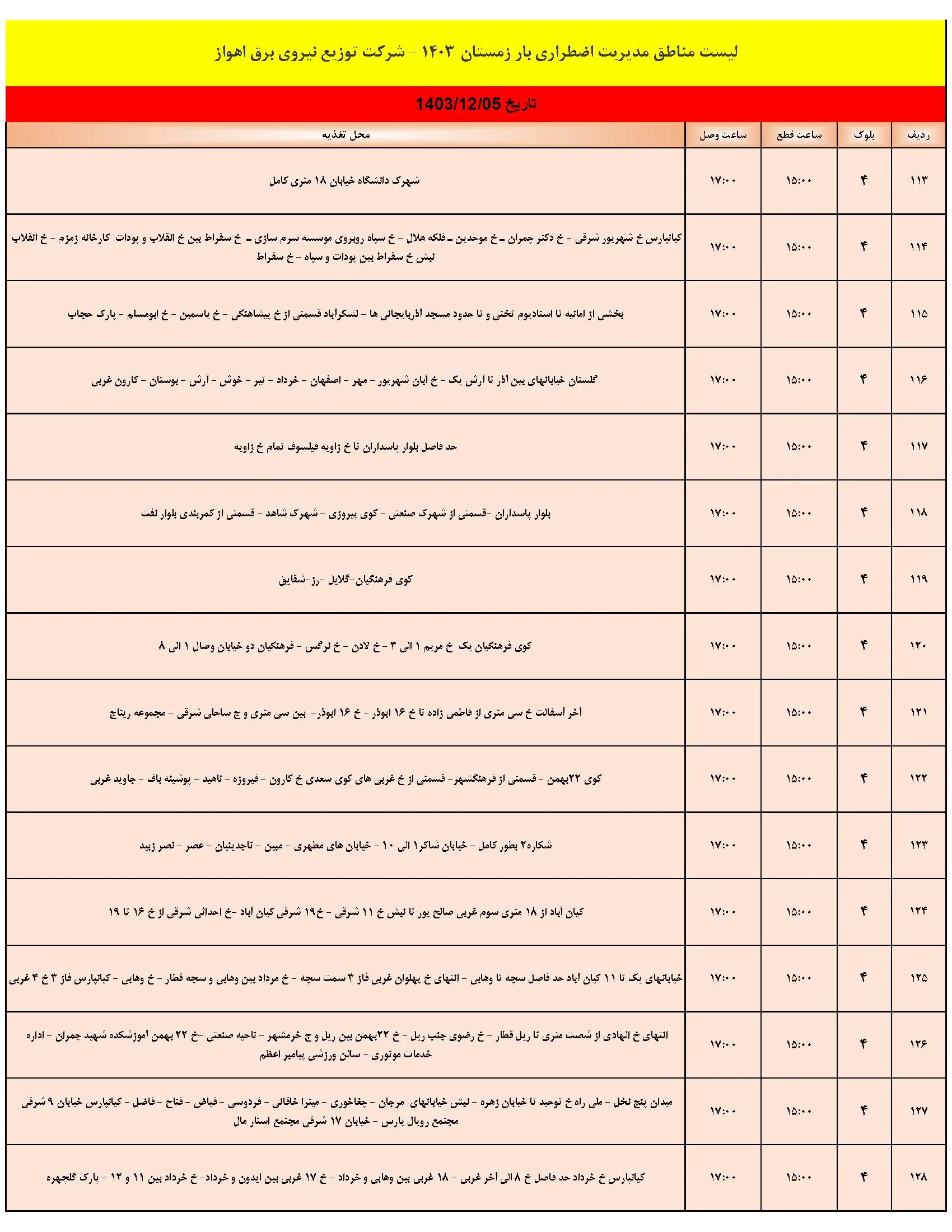 برنامه قطعی برق اهواز و جدول خاموشی برق اهواز و خوزستان (8)