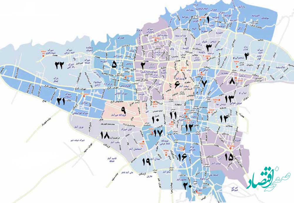 پیش شماره مناطق تهران