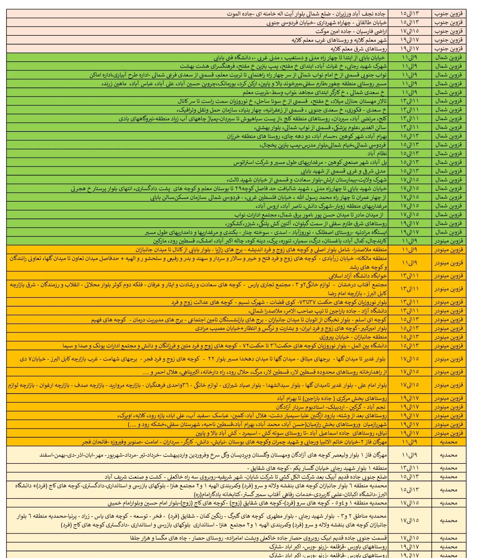 زمان قطعی برق قزوین و جدول خاموشی برق قزوین 8اسفند1403 (3)