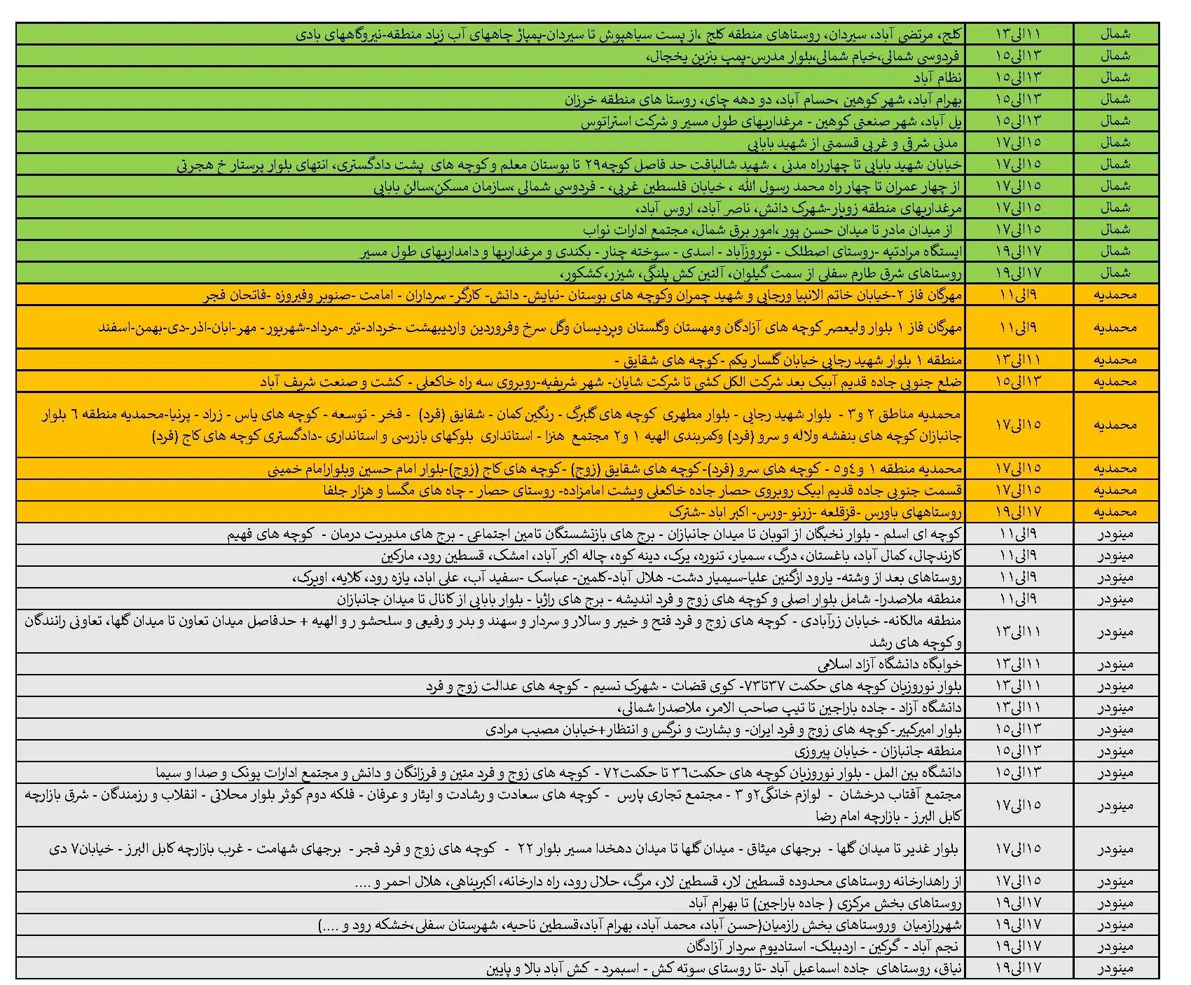 برنامه قطعی برق قزوین و جدول خاموشی برق قزوین یکشنبه 5 اسفند 1403 (3)