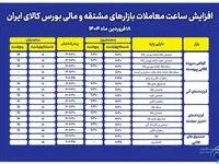 افزایش ساعت معاملات بازارهای مشتقه و مالی بورس کالا
