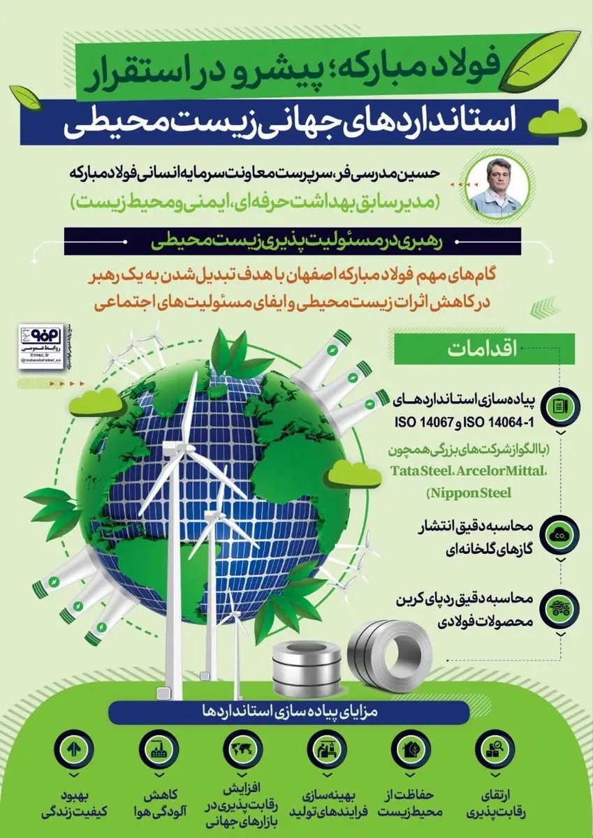 فولادینفو: فولاد مبارکه؛ پیشرو در استقرار استاندردهای جهانی زیست محیطی