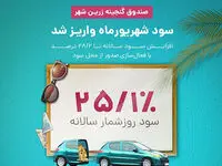 سود شهریور ماه صندوق گنجینه زرین شهر واریز شد
