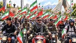 فیلم رزمایش ۴۰ هزار نفری موتورسواران جانفدا در تهران 