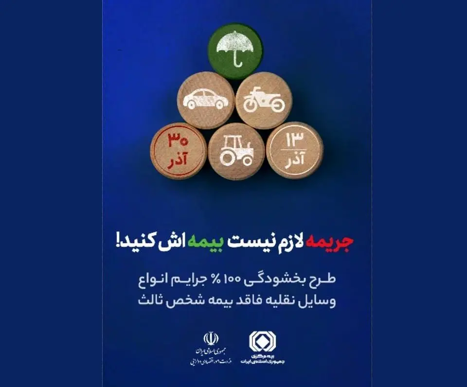 طرح بخشودگی ۱۰۰ درصد جرایم موتور سیکلت و وسایل نقلیه کشاورزی فاقد بیمه شخص ثالث با همت صندوق تامین خسارت‌های بدنی