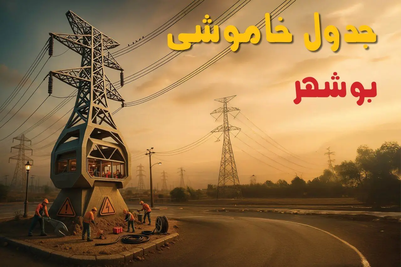 جدول خاموشی برق بوشهر فردا دوشنبه ۱۲ خرداد ۱۴۰۴ + ساعت قطع برق استان بوشهر دوشنبه ۱۲ خرداد