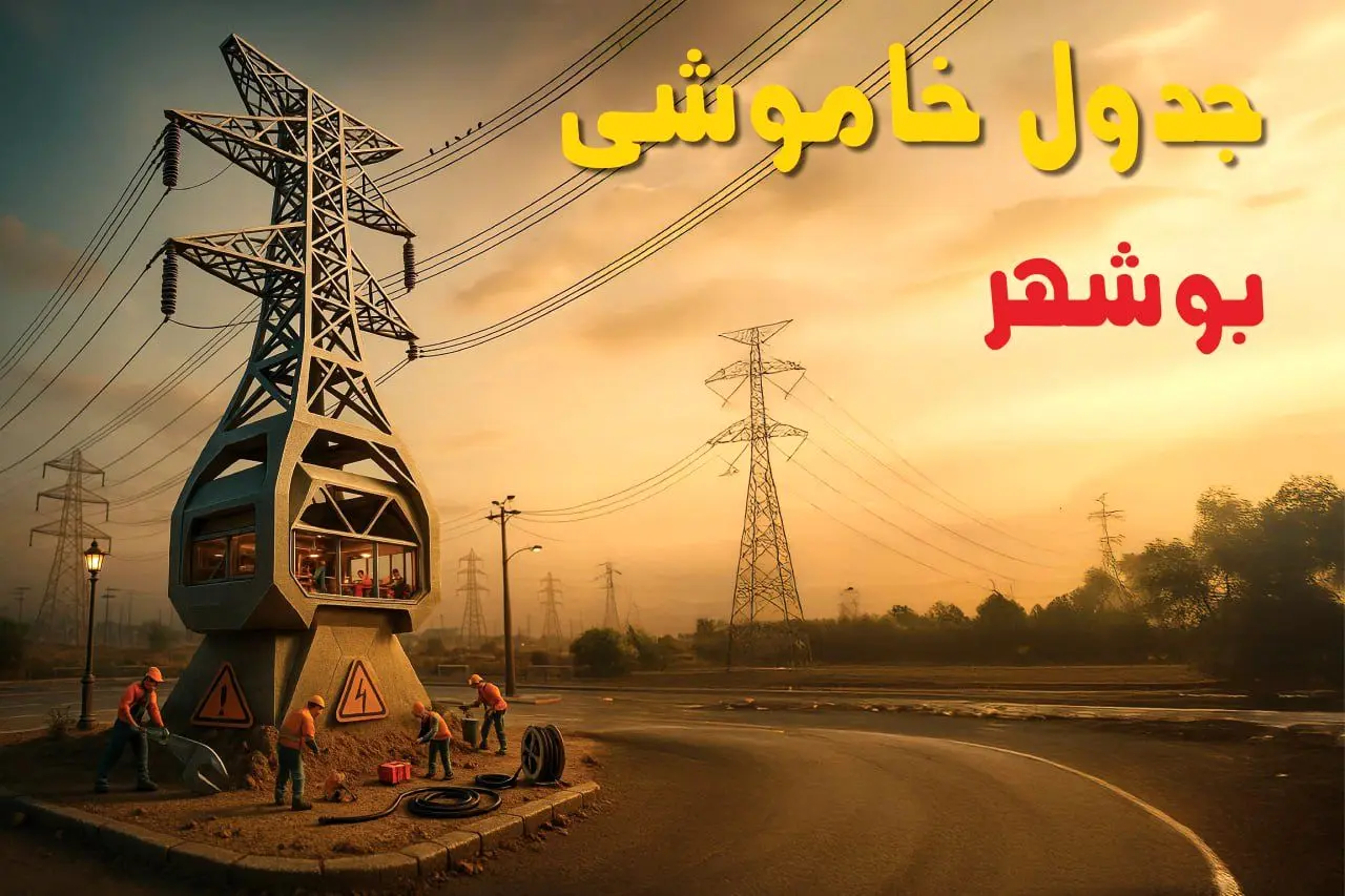 جدول خاموشی برق بوشهر فردا دوشنبه ۱۲ خرداد ۱۴۰۴ + ساعت قطع برق استان بوشهر دوشنبه ۱۲ خرداد