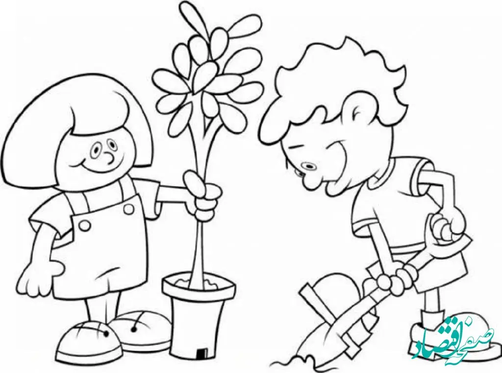 نقاشی درباره روز درختکاری برای رنگ آمیزی و ایده برای مهدکودک تا دبیرستان