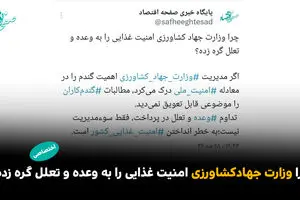 چرا وزارت جهاد کشاورزی امنیت غذایی را به وعده و تعلل گره زده؟