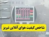 شاخص آلودگی هوای تبریز امروز دوشنبه ۱۰ آذر ماه ۱۴۰۴ 