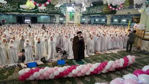 جشن بندگی ۳۰۰۰ نفری دختران روزه اولی در مصلی حرم حضرت عبدالعظیم (ع)