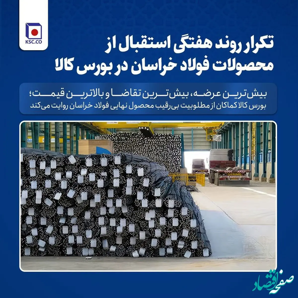 تکرار روند هفتگی استقبال از محصولات فولاد خراسان در بورس کالا