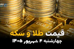 قیمت طلا و سکه امروز چهارشنبه ۴ شهریور ۱۴۰۵ | قیمت طلای ۱۸ عیار، سکه امامی و بهار آزادی