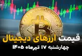 قیمت ارزهای دیجیتال امروز چهارشنبه 17 تیر 1405 | بیت کوین، اتریوم و تتر