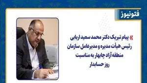 پیام تبریک دکتر محمد سعید اربابی رئیس هیأت مدیره و مدیرعامل سازمان منطقه آزاد چابهار به مناسبت روز حسابدار