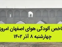 شاخص آلودگی هوای اصفهان امروز چهارشنبه ۸ آذر ۱۴۰۲ + کیفیت هوای اصفهان امروز