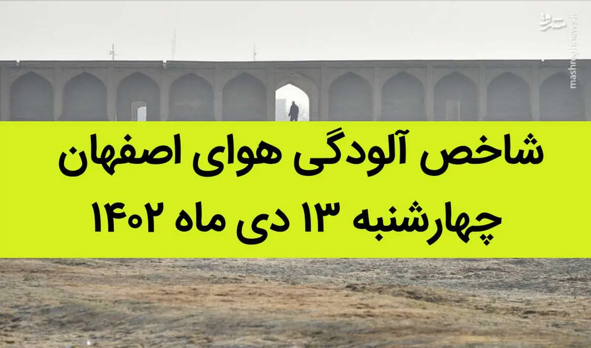 شاخص آلودگی هوای اصفهان امروز چهارشنبه ۱۳ دی ماه ۱۴۰۲ + کیفیت هوای اصفهان امروز به تفکیک مناطق