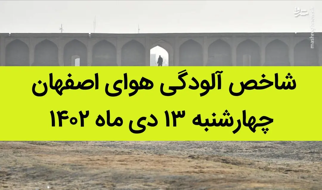 شاخص آلودگی هوای اصفهان امروز چهارشنبه ۱۳ دی ماه ۱۴۰۲ + کیفیت هوای اصفهان امروز به تفکیک مناطق