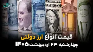 قیمت دلار دولتی امروز چهارشنبه ۲۳ اردیبهشت ماه ۱۴۰۵ + جدول قیمت ارز دولتی