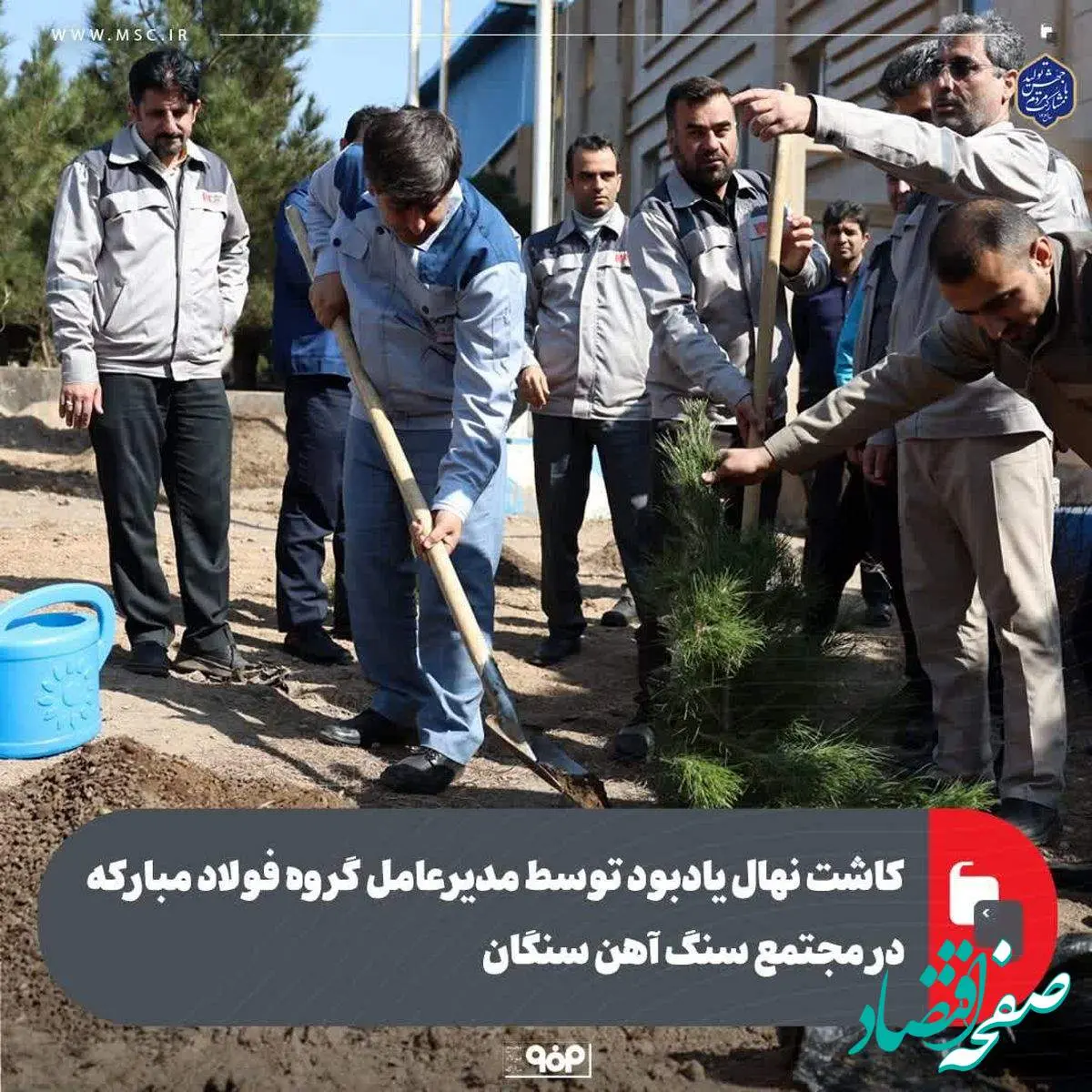 کاشت نهال یادبود توسط مدیرعامل گروه فولاد مبارکه در مجتمع سنگ آهن سنگان