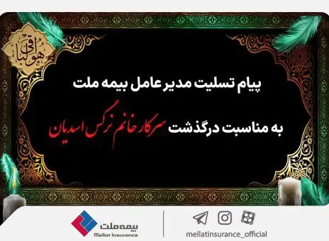 پیام تسلیت مدیرعامل بیمه ملت به مناسبت درگذشت یک همکار