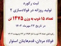 ثبت رکورد تولید روزانه در کارخانه فولادسازی۲