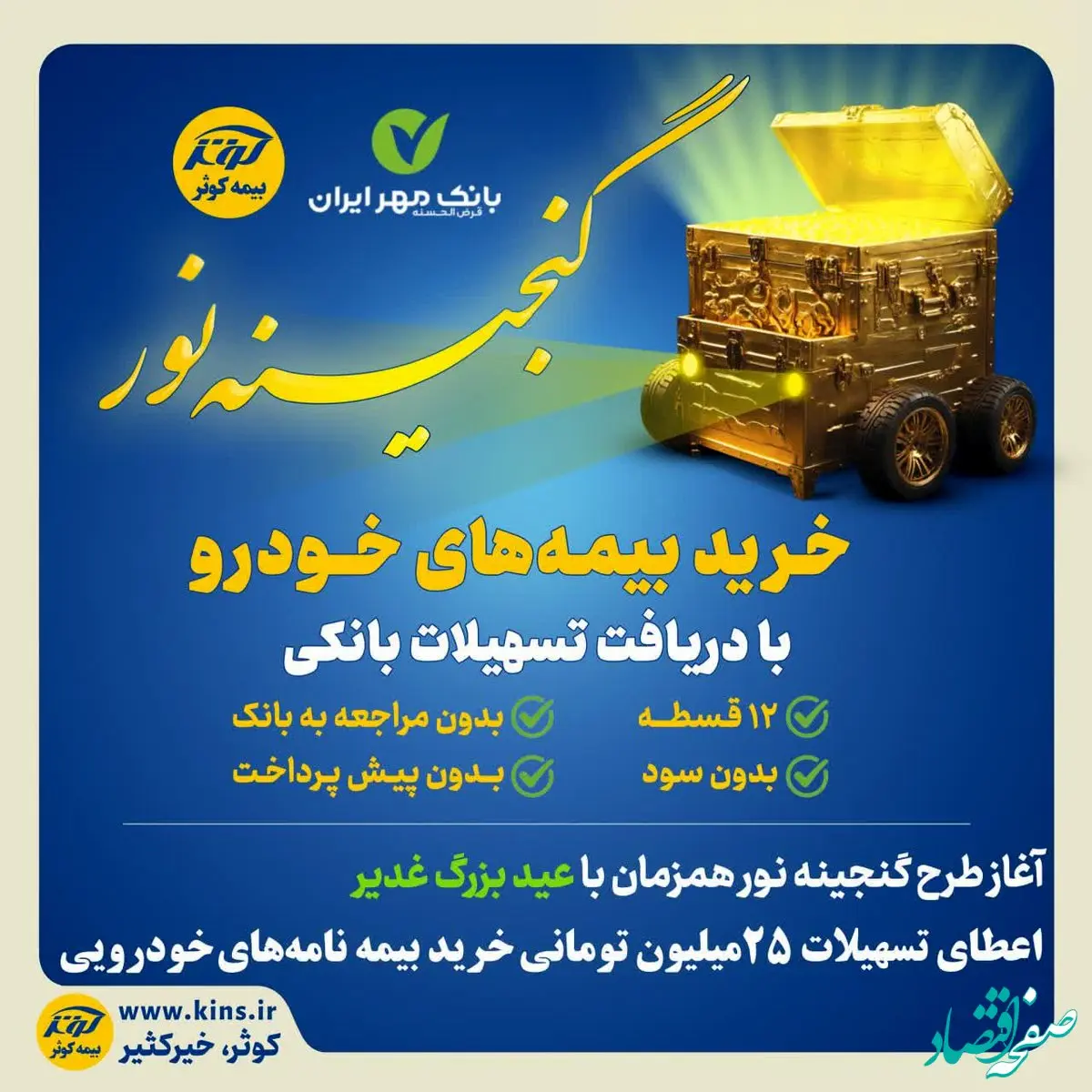  اعطای تسهیلات ۲۵میلیون تومانی خرید بیمه نامه‌های خودرویی بیمه کوثر