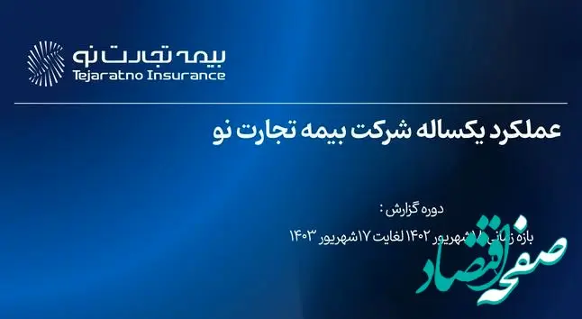 گزارش عملکرد یکساله بیمه تجارت نو از تاریخ ۱۸ شهریور ۱۴۰۲ تا ۱۷ شهریور ۱۴۰۳ منتشر گردید