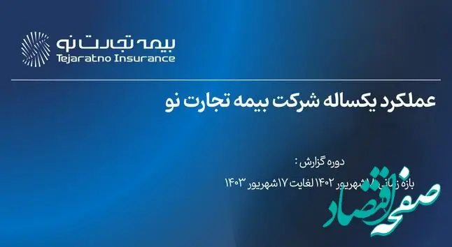 گزارش عملکرد یکساله بیمه تجارت نو از تاریخ ۱۸ شهریور ۱۴۰۲ تا ۱۷ شهریور ۱۴۰۳ منتشر گردید