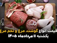 قیمت گوشت، مرغ و تخم‌مرغ امروز یکشنبه ۱۱ مرداد ۱۴۰۵ | کاهش قیمت در بازار مواد پروتئینی