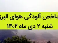 شاخص آلودگی هوای البرز امروز شنبه ۲ دی ماه ۱۴۰۲ + کیفیت هوای البرز امروز به تفکیک مناطق
