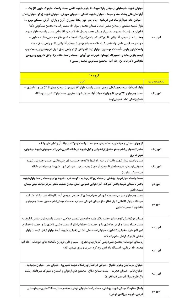 جدول کامل خاموشی برق یزد شنبه ۴ مرداد ۱۴۰۴ / زمان‌بندی قطعی برق ۲ ساعته گروه‌های مختلف