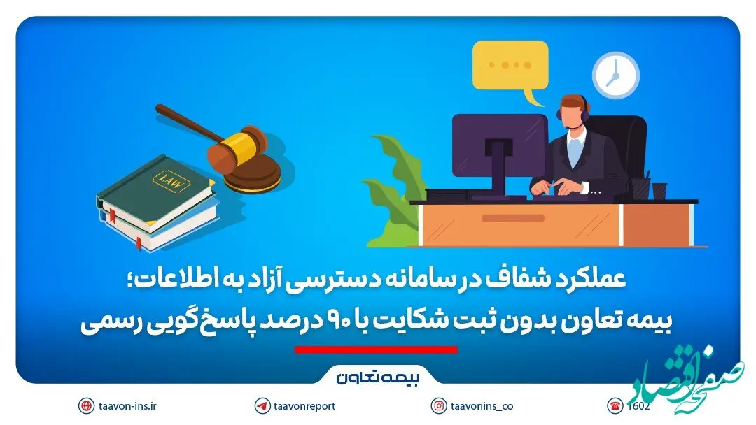 بیمه تعاون بدون ثبت شکایت با ۹۰ درصد پاسخ‌گویی رسمی