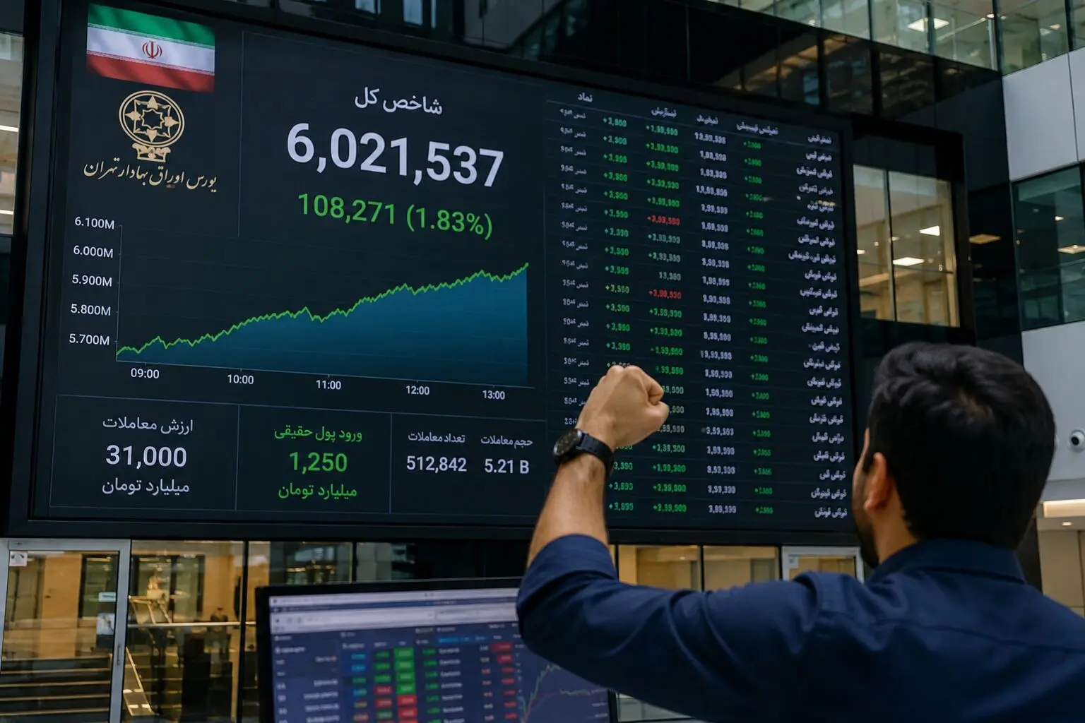بورس در مسیر رکوردشکنی/ شاخص کل وارد کانال ۶ میلیون واحد شد
