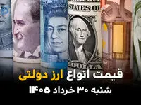 قیمت ارز دولتی امروز ۳۰ خرداد ۱۴۰۵ | جدول جدید نرخ دلار، یورو و ارزهای دولتی