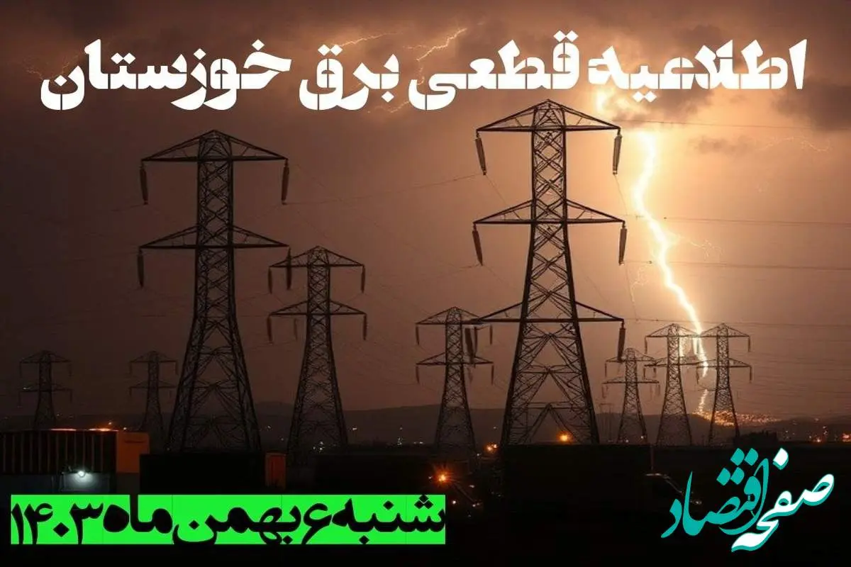 اطلاعیه قطعی برق خوزستان شنبه ۶ بهمن ماه ۱۴۰۳ + جدول خاموشی برق اهواز شنبه ششم بهمن ۱۴۰۳ اعلام شد