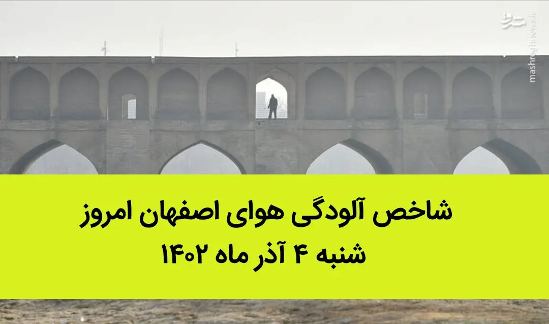 شاخص آلودگی هوای اصفهان امروز شنبه ۴ آذر ماه ۱۴۰۲ | اصفهانی ها بخوانند