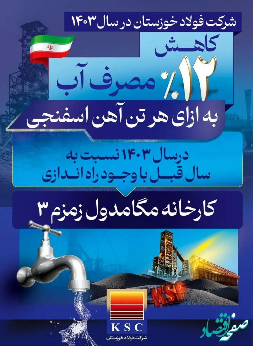 فولاد خوزستان در سال ۱۴۰۳/ صرفه‌جویی در مصرف آب