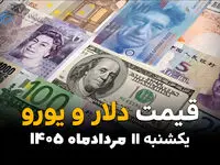قیمت ارز آزاد امروز یکشنبه ۱۱ مرداد ۱۴۰۵ | کاهش نرخ دلار، یورو و سایر ارزها در بازار