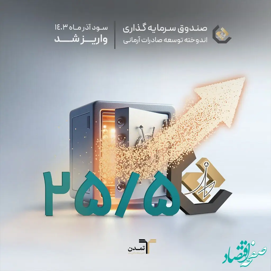 سود آذر ماه ۱۴۰۳ صندوق اندوخته توسعه صادرات آرمانی واریز شد