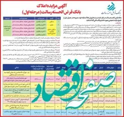 آگهی مزایده املاک بانک قرض الحسنه رسالت