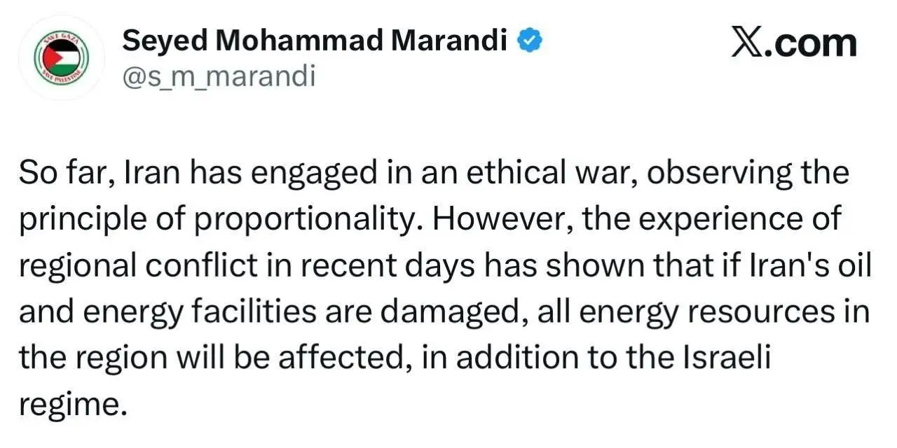 مرندی: تاکنون ایران یک جنگ اخلاقی و با لحاظ اصل مقابله به مثل انجام داده است