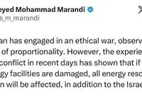 مرندی: تاکنون ایران یک جنگ اخلاقی و با لحاظ اصل مقابله به مثل انجام داده است