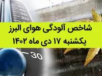 شاخص آلودگی هوای البرز امروز یکشنبه ۱۷ دی ماه ۱۴۰۲ + کیفیت هوای البرز امروز به تفکیک مناطق