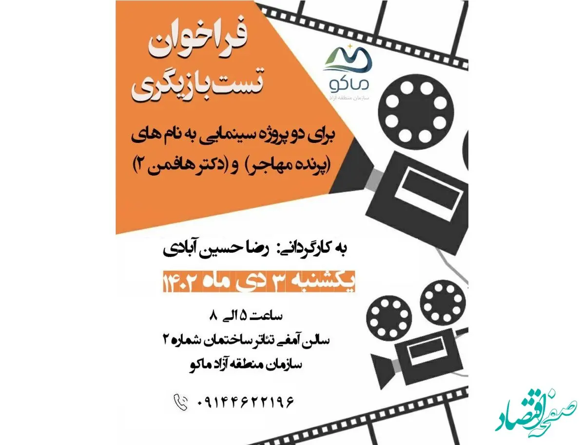 فراخوان تست بازیگری برای دو پروژه سینمایی به نام های پرنده مهاجر و دکتر هافمن ۲