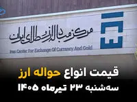 قیمت ارز حواله‌ای امروز سه‌شنبه ۲۳ تیر ۱۴۰۵ | جدیدترین نرخ حواله ارز